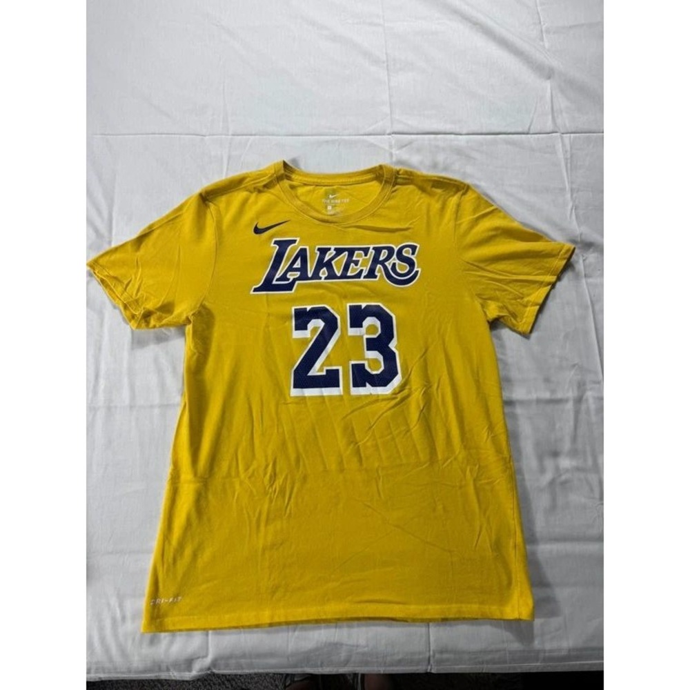 Nike LeBron James #23 Los Angeles Lakers Dri-FIT Gold T-Shirt Men's Large NBA